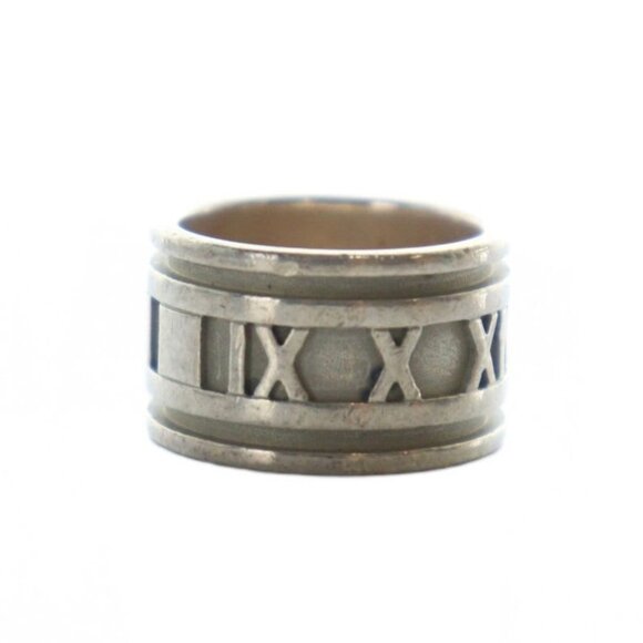 Size 5 Tiffany Wide Atlas Roman Numerals Mens Unisex Ring in  Tiffany & Co Atlas Wide Ring Logo Ring Roman Silver 925 no 10